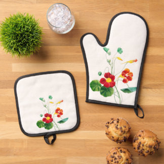 Red Willow II Reverie: Vintage Botanical Oven Mitt & Pot Holder Set