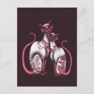 Red Willow Siamese Cats Postcard