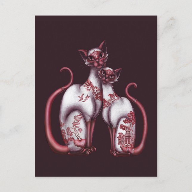 Red Willow Siamese Cats Postcard (Front)