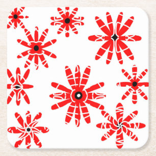 Red Windmills Square Paper Coaster
