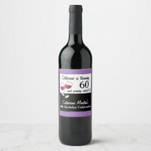Red Wine, 60th Birthday Party Wine Label