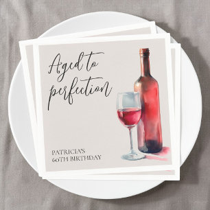 Red Wine Aged to Perfection 60th Birthday Party Napkin