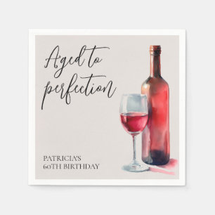 Red Wine Aged to Perfection 60th Birthday Party Napkin