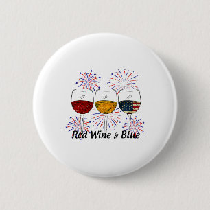 Red Wine And Blue 4th Of July Red White Blue Wine 6 Cm Round Badge