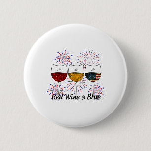 Red Wine And Blue 4th Of July Red White Blue Wine  6 Cm Round Badge