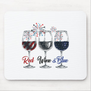Red Wine And Blue 4th Of July Wine Red White Blue Mouse Pad