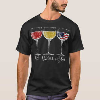 Red Wine And Blue Glasses, USA US United States Fl T-Shirt