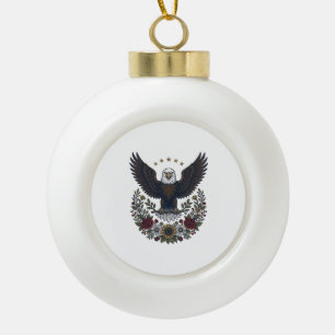 Red Wine and Blue Patriotic Wine Lover Ceramic Ball Christmas Ornament