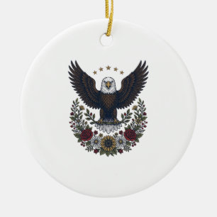 Red Wine and Blue Patriotic Wine Lover Ceramic Ornament
