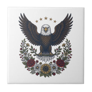 Red Wine and Blue Patriotic Wine Lover Ceramic Tile
