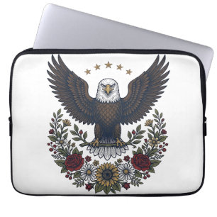 Red Wine and Blue Patriotic Wine Lover Laptop Sleeve