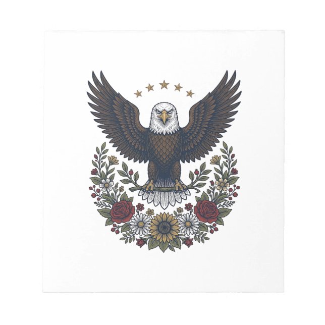 Red Wine and Blue Patriotic Wine Lover Notepad (Front)