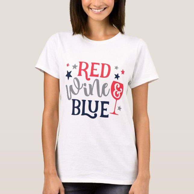 Red Wine And Blue T-Shirt (Front)