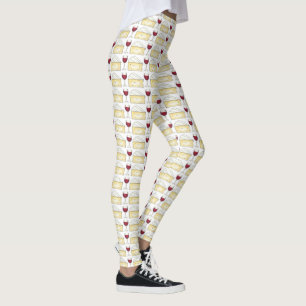 Red Wine and Brie Cheese Foodie Leggings