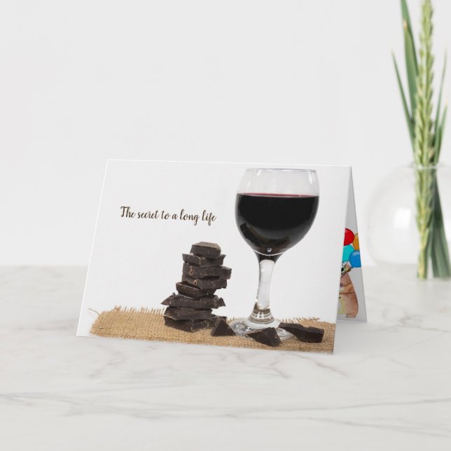 red wine and dark chocolate birthday card (Front)