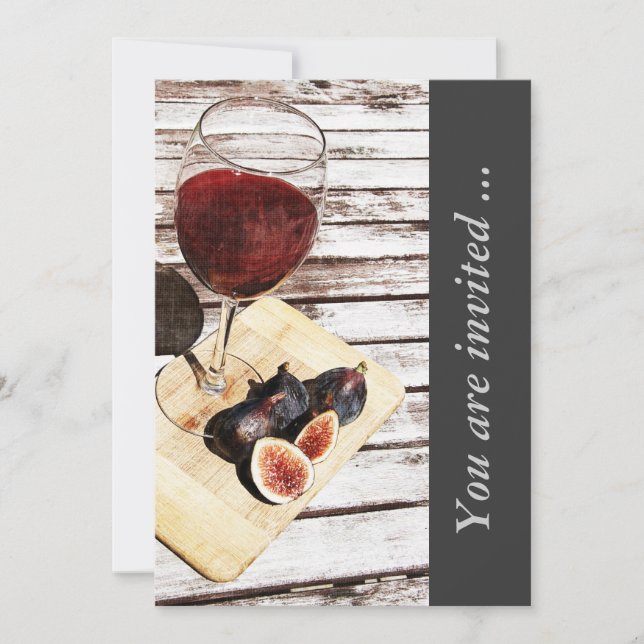Red wine and figs wine tasting reception invite (Front)
