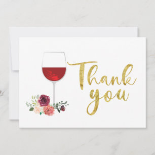 red wine and flowers Thank You Card