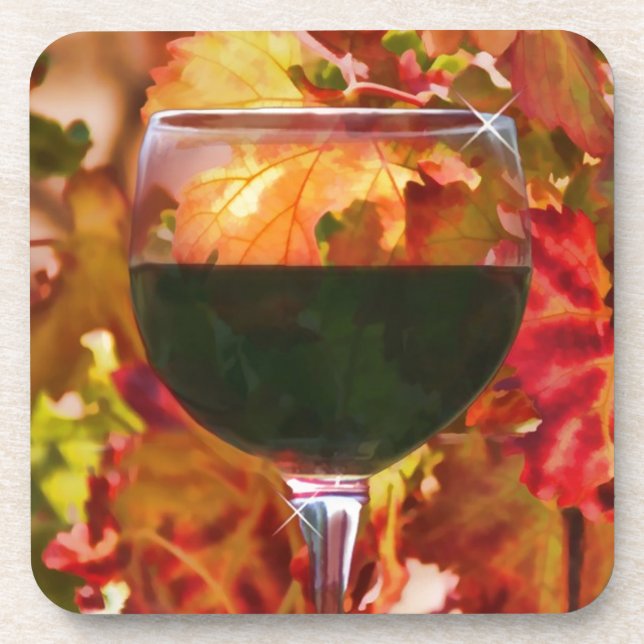 Red Wine and Glass Coaster (Front)