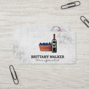 Red Wine and Grape Bucket Business Card