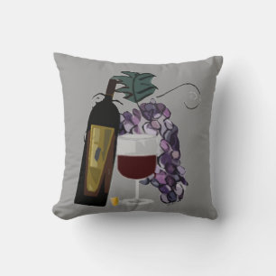Red Wine and Grapes Cushion