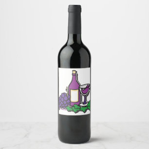 Red Wine and Grapes Label