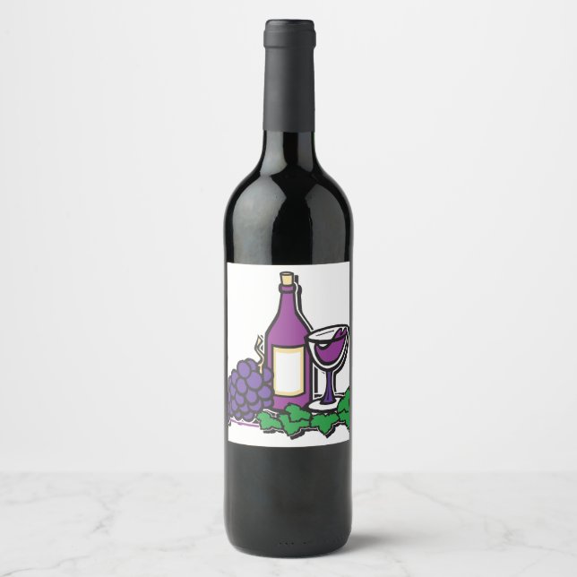 Red Wine and Grapes Label (Front)