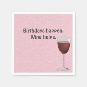 Red Wine and Polka Dots Birthday Napkins