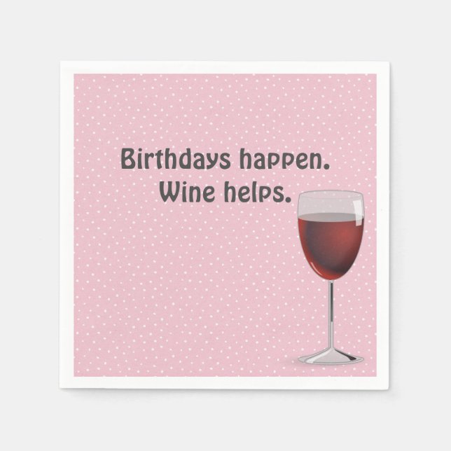 Red Wine and Polka Dots Birthday Napkins (Front)