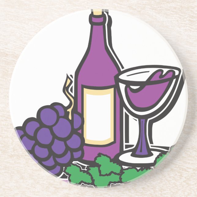 Red Wine and Purple Grapes Coaster (Front)
