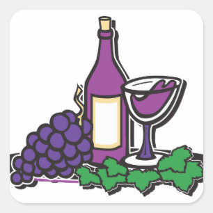 Red Wine and Purple Grapes Square Sticker