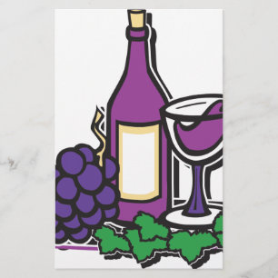 Red Wine and Purple Grapes Stationery