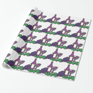Red Wine and Purple Grapes Wrapping Paper