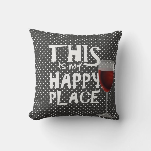 red wine  and quote on dots cushion (Front)