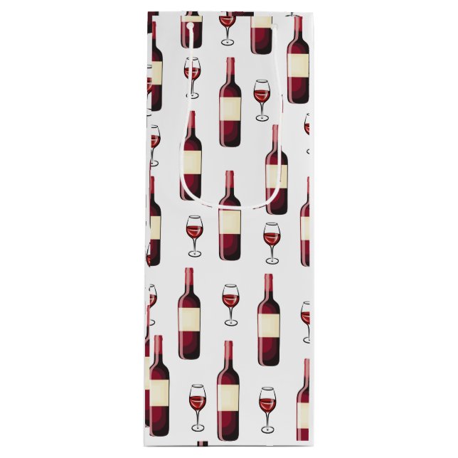 Red Wine and Wine Glass Wine Gift Bag (Front)
