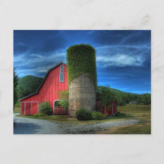 Red Wine Barn Under Stormy Skies Postcard (Front)