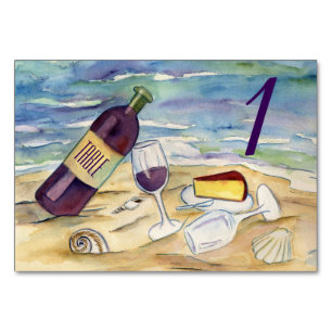 Red Wine Beach Party Custom Number Table Cards