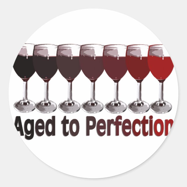 Red Wine Birthday Classic Round Sticker (Front)