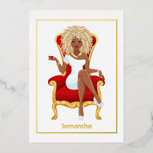 Red Wine Birthday Girl Foil Invitation