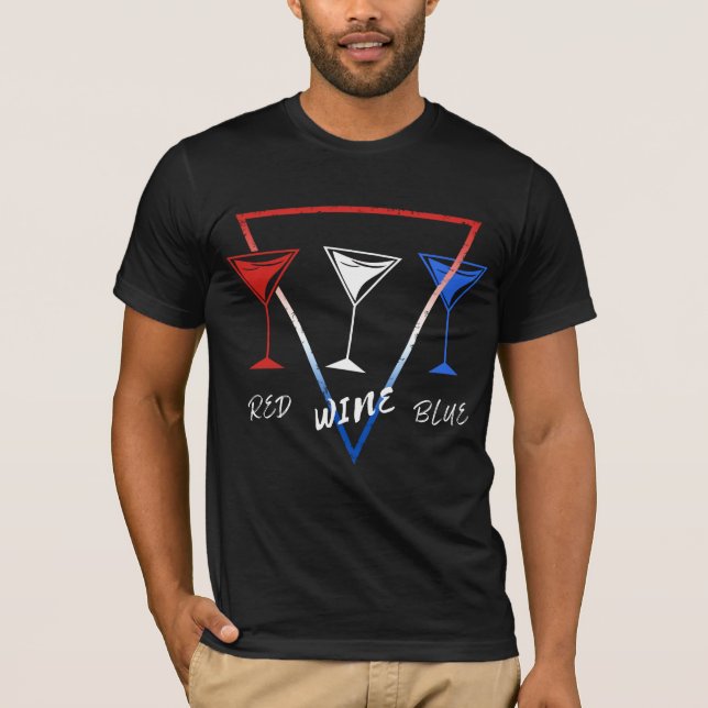 RED WINE BLUE 4TH OF JULY CELEBRATION DAY T-Shirt (Front)