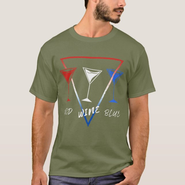 RED WINE BLUE 4TH OF JULY CELEBRATION DAY T-Shirt (Front)