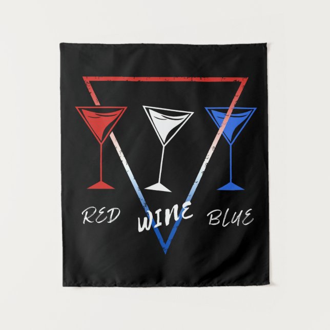 RED WINE BLUE 4TH OF JULY CELEBRATION DAY  TAPESTRY (Front)