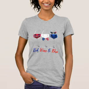 Red Wine Blue 4th of July Independence day T-Shirt