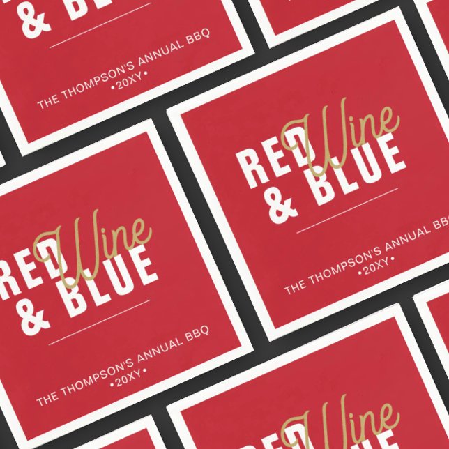 Red Wine & Blue 4th of July Party Paper Napkin (Creator Uploaded)