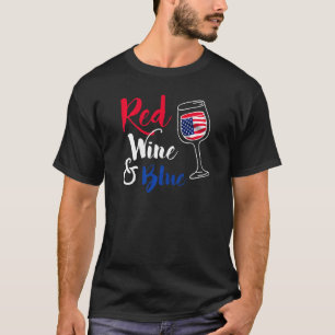 Red Wine & Blue American Flag 4th Of July T-Shirt