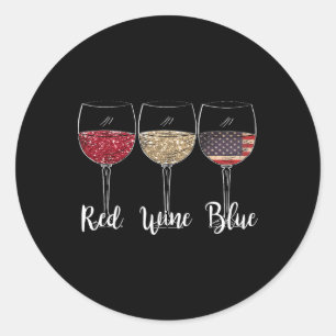 Red Wine Blue Wine Gles Usa Flag 4th Of July Patri Classic Round Sticker