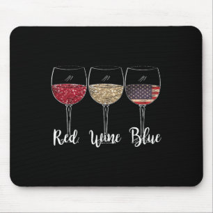 Red Wine Blue Wine Gles Usa Flag 4th Of July Patri Mouse Pad