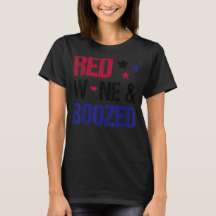 Red Wine & Boozed Wine Usa Flag 4th Of Julys T-Shirt