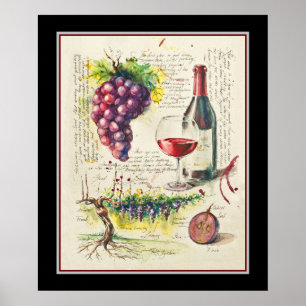 Red Wine  Botanical Poster