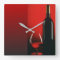 Red Wine Bottle and Glass Wall Clock