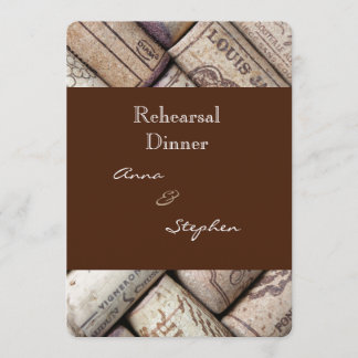 Red wine bottle corks rehearsal dinner invitation